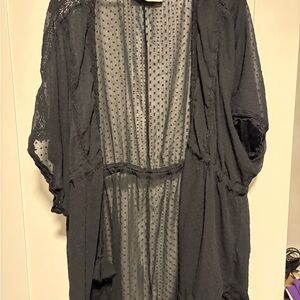 Abercrombie & Fitch Black Sheer Dotted Kimono